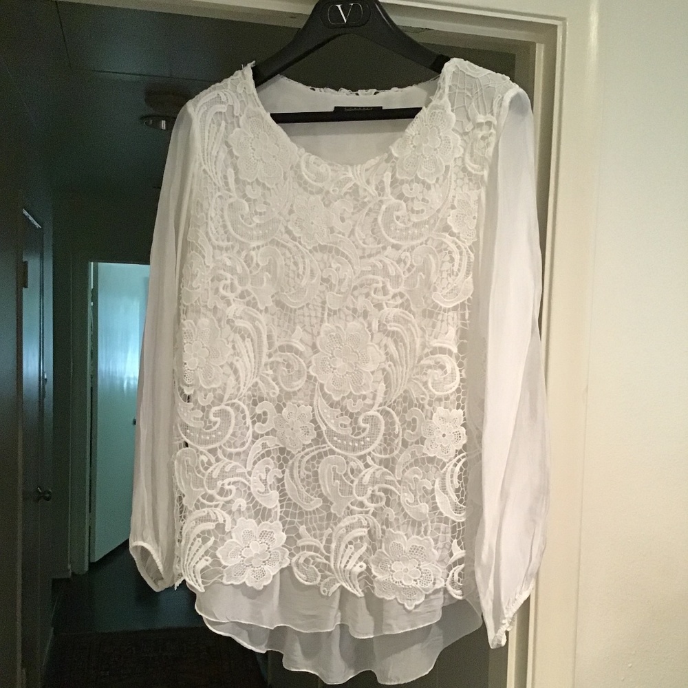 HOSTESS PICK Silk Blend Lace Blouse Made in Italy - Picture 4 of 8